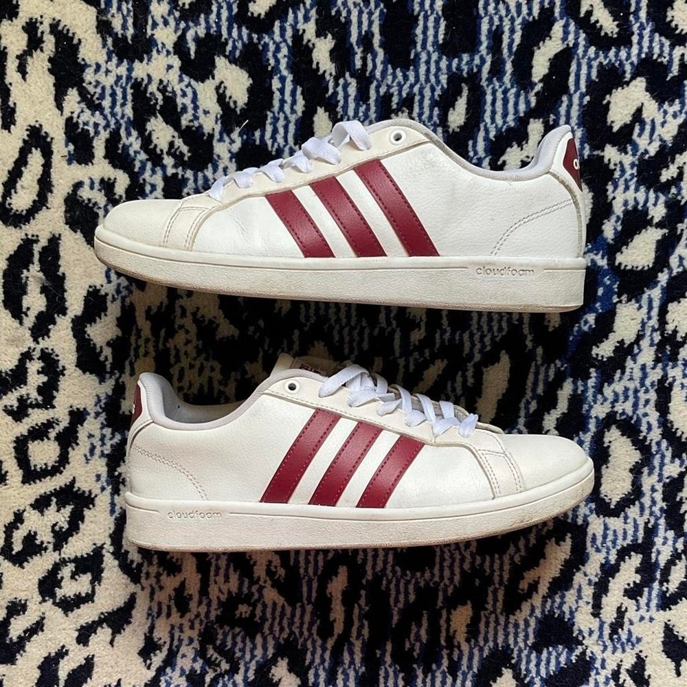Adidas Cloudfoam Advantage Women's Sneakers – White / Burgundy Stripes size 8